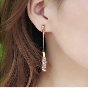 New Long Teardrop Tassel Teardrop Earrings Party Noble Sparkly Zircon Wedding